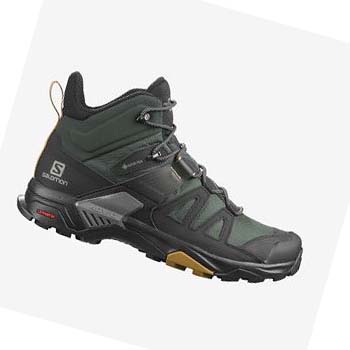 Tenis Senderismo Salomon X ULTRA 4 MID GORE-TEX Hombre Verdes Negros | MX 3542TCE